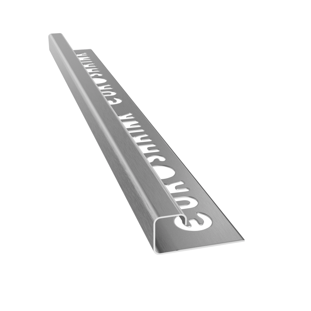 Square Edge Tile Profile, Stainless Steel, Brushed Finish, 12mm Height,2.5 LM Long