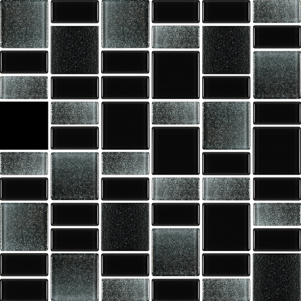 [CAG-05FS] Glass Mosaic Tiles -Fusion Black